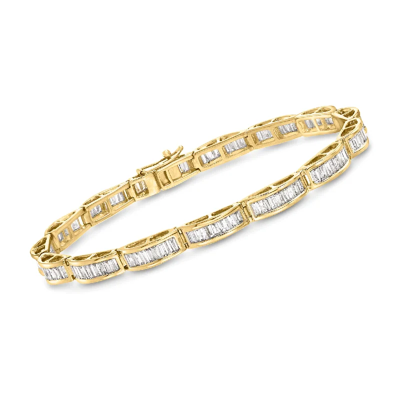 Grab Your Favorite Jewelry At The Lowest Prices Ross-Simons Baguette Diamond Bracelet in 14kt Yellow Gold Grab Your Favorite Jewelry At The Lowest Prices Ross-Simons Baguette Diamond Bracelet in 14kt Yellow Gold