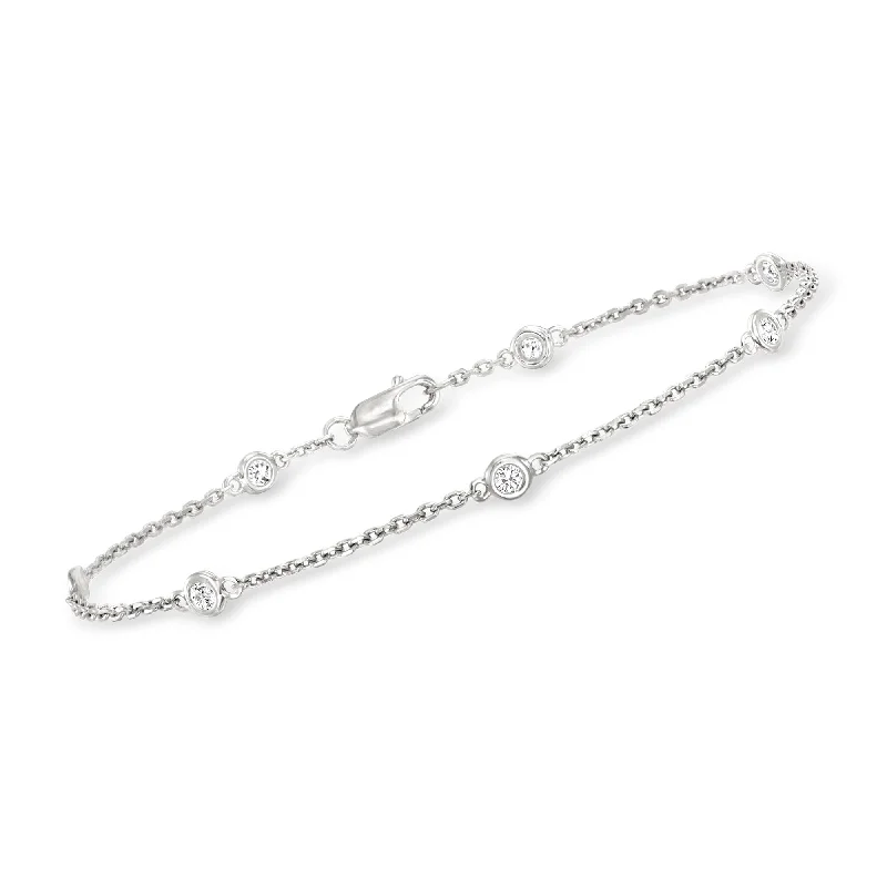 Classic And Modern Jewelry Styles On Sale Ross-Simons Bezel-Set Diamond Station Bracelet in Sterling Silver Classic And Modern Jewelry Styles On Sale Ross-Simons Bezel-Set Diamond Station Bracelet in Sterling Silver
