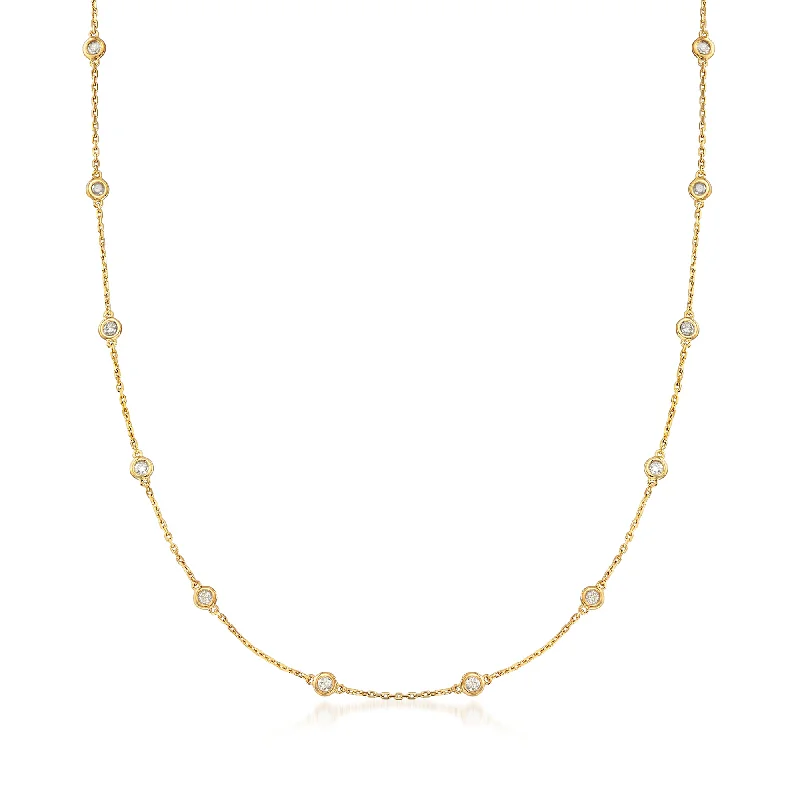 Timeless Elegance Now At Special Discounts Ross-Simons 0.50- Bezel-Set Diamond Station Necklace in Sterling Silver Timeless Elegance Now At Special Discounts Ross-Simons 0.50- Bezel-Set Diamond Station Necklace in Sterling Silver