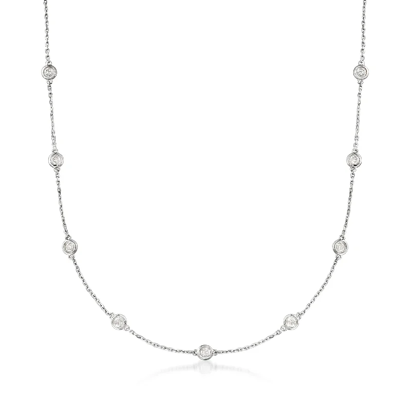 Handcrafted Jewelry Sale – Unique Designs At Low Prices Ross-Simons 0.50- Bezel-Set Diamond Station Necklace in Sterling Silver