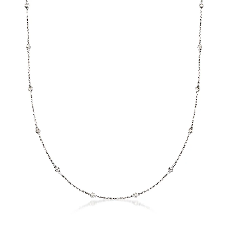 Timeless Jewelry, Timeless Savings – Don't Wait Ross-Simons 0.50- Bezel-Set Diamond Station Necklace in Sterling Silver Timeless Jewelry, Timeless Savings – Don't Wait Ross-Simons 0.50- Bezel-Set Diamond Station Necklace in Sterling Silver