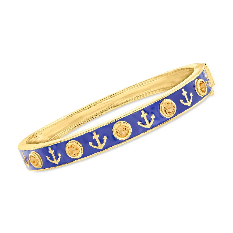 Must-Have Jewelry At Unbelievable Discounts Ross-Simons Citrine and Blue Enamel Anchor Bangle Bracelet in 18kt Gold Over Sterling Must-Have Jewelry At Unbelievable Discounts Ross-Simons Citrine and Blue Enamel Anchor Bangle Bracelet in 18kt Gold Over Sterling