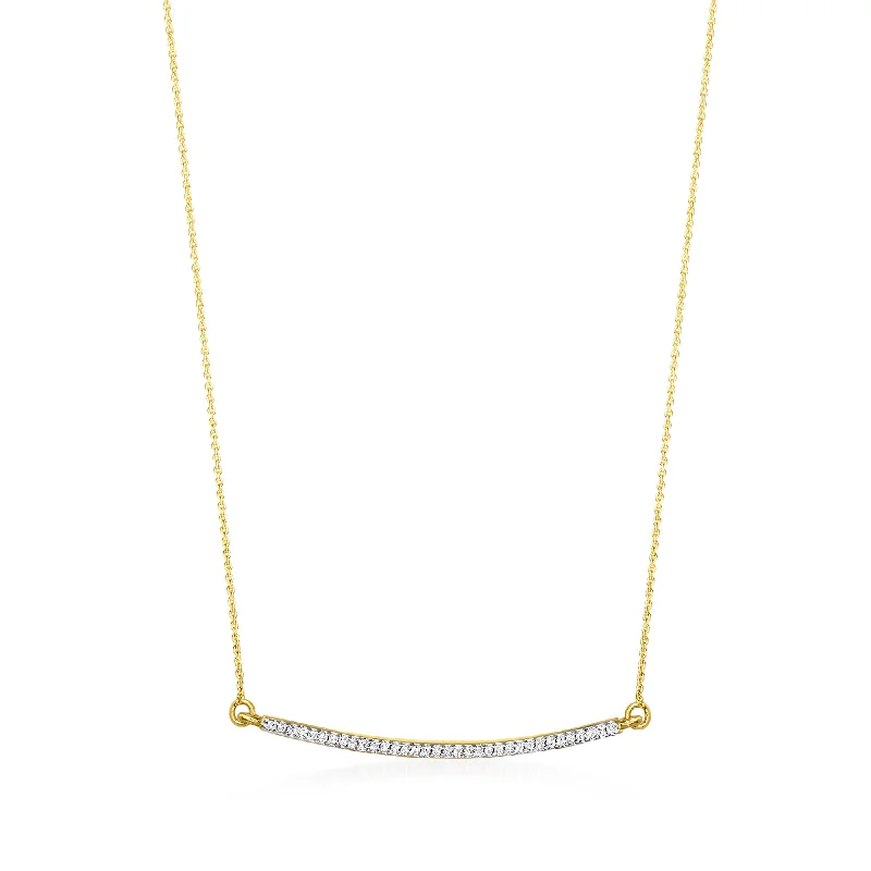Customized Silver Jewelry For Unique Style Ross-Simons Diamond Curved Bar Necklace in 14kt Yellow Gold Customized Silver Jewelry For Unique Style Ross-Simons Diamond Curved Bar Necklace in 14kt Yellow Gold