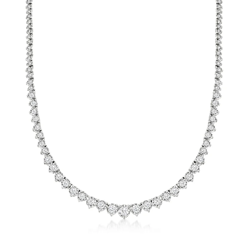 Delicate Crystal Jewelry For Sophisticated Charm Ross-Simons Diamond Graduated Tennis Necklace in Sterling Silver Delicate Crystal Jewelry For Sophisticated Charm Ross-Simons Diamond Graduated Tennis Necklace in Sterling Silver