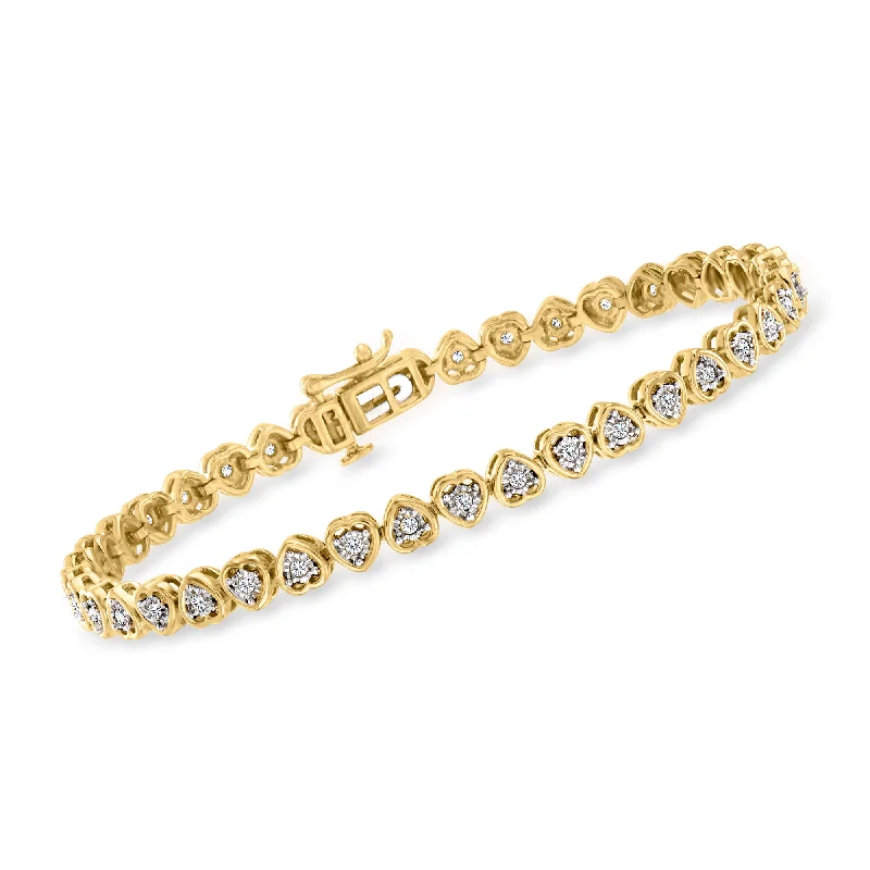 Stunning Jewelry At A Fraction Of The Price Ross-Simons Diamond Heart Tennis Bracelet in 18kt Gold Over Sterling Stunning Jewelry At A Fraction Of The Price Ross-Simons Diamond Heart Tennis Bracelet in 18kt Gold Over Sterling