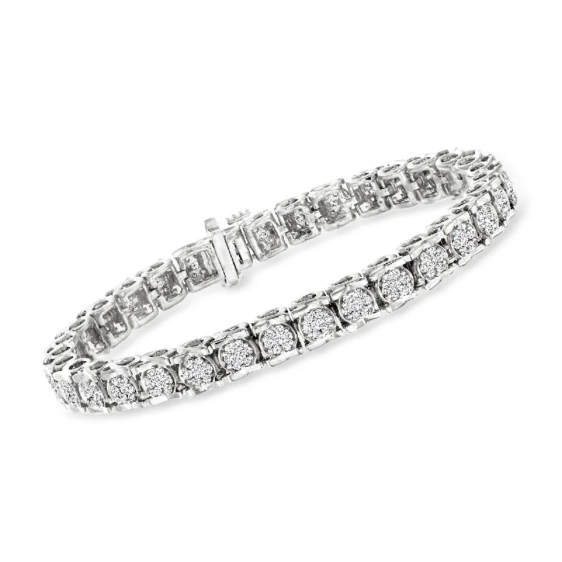 Shop Dazzling Jewelry At The Best Prices Ross-Simons Diamond Tennis Bracelet in Sterling Silver Shop Dazzling Jewelry At The Best Prices Ross-Simons Diamond Tennis Bracelet in Sterling Silver
