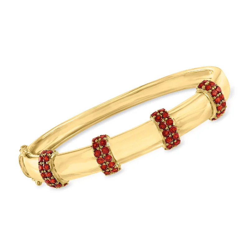 Affordable Luxury Jewelry For Every Occasion Ross-Simons Garnet Station Bangle Bracelet in 18kt Gold Over Sterling Affordable Luxury Jewelry For Every Occasion Ross-Simons Garnet Station Bangle Bracelet in 18kt Gold Over Sterling