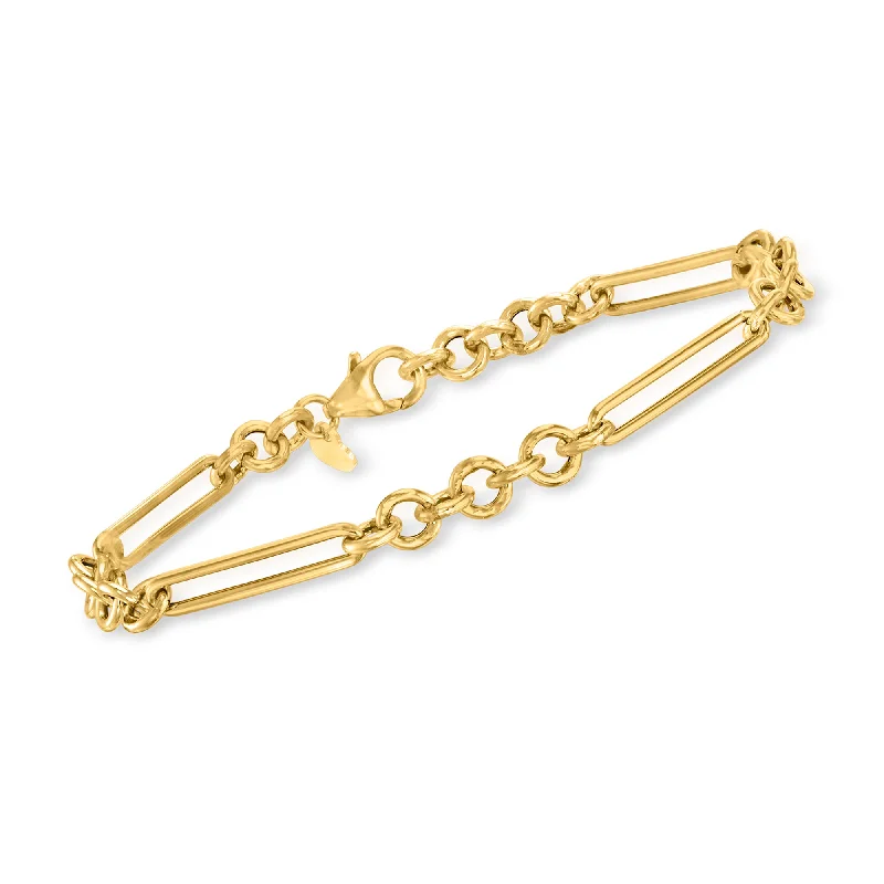 Elegant Jewelry, Affordable Luxury – Shop Now Ross-Simons Italian 14kt Yellow Gold Alternating Cable-Link Bracelet Elegant Jewelry, Affordable Luxury – Shop Now Ross-Simons Italian 14kt Yellow Gold Alternating Cable-Link Bracelet