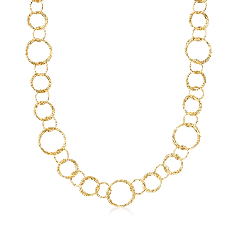 Shine In Style – Shop Jewelry Discounts Today Ross-Simons Italian 18kt Yellow Gold Long Textured Circle-Link Necklace Shine In Style – Shop Jewelry Discounts Today Ross-Simons Italian 18kt Yellow Gold Long Textured Circle-Link Necklace