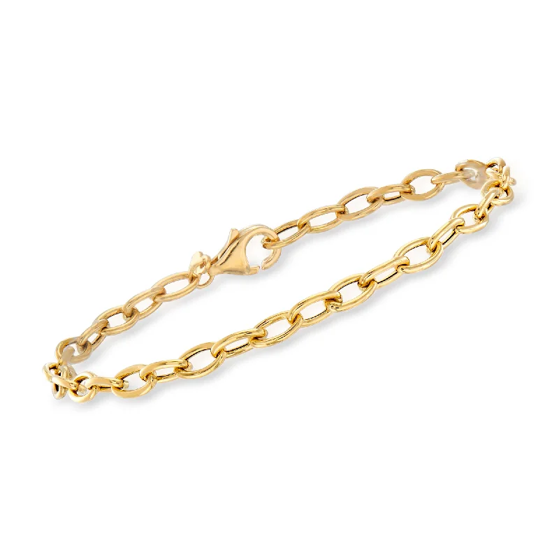 Modern Jewelry At Exclusive Discounts – Shop Today Ross-Simons Italian 4mm 18kt Yellow Gold Oval Cable-Link Bracelet Modern Jewelry At Exclusive Discounts – Shop Today Ross-Simons Italian 4mm 18kt Yellow Gold Oval Cable-Link Bracelet