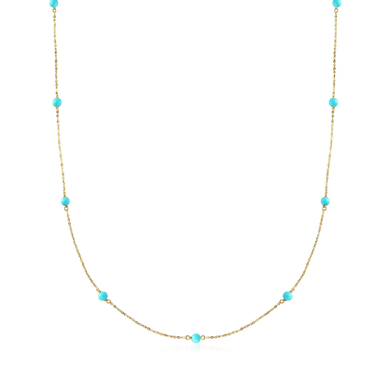 Holiday Jewelry Sale – Perfect Gifts At Great Prices Ross-Simons Italian 4mm Turquoise Station Necklace in 14kt Yellow Gold Holiday Jewelry Sale – Perfect Gifts At Great Prices Ross-Simons Italian 4mm Turquoise Station Necklace in 14kt Yellow Gold