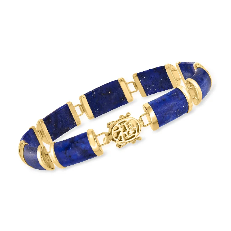 Premium Jewelry Now Available At Special Discounts Ross-Simons Lapis and 14kt Yellow Gold "Good Fortune" Chinese Character Bracelet Premium Jewelry Now Available At Special Discounts Ross-Simons Lapis and 14kt Yellow Gold "Good Fortune" Chinese Character Bracelet