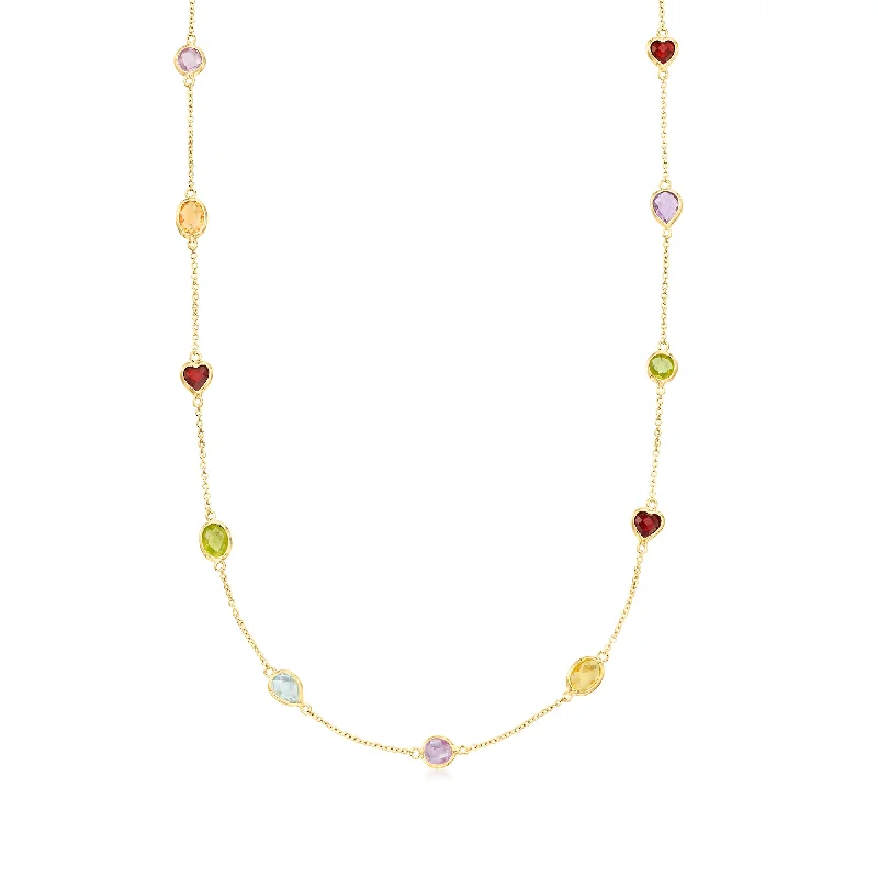 Beautiful Jewelry, Breathtaking Discounts – Hurry In Ross-Simons Multi-Stone Station Necklace in 18kt Gold Over Sterling Beautiful Jewelry, Breathtaking Discounts – Hurry In Ross-Simons Multi-Stone Station Necklace in 18kt Gold Over Sterling