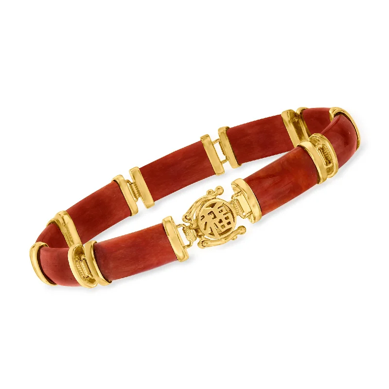Make Your Outfit Shine With Discounted Jewelry Ross-Simons Red Jade "Good Fortune" Bracelet in 18kt Gold Over Sterling Make Your Outfit Shine With Discounted Jewelry Ross-Simons Red Jade "Good Fortune" Bracelet in 18kt Gold Over Sterling