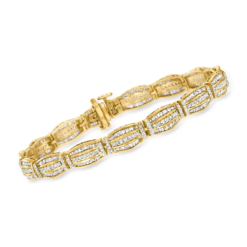 Exclusive Gemstone Jewelry Markdowns – Shop Now Ross-Simons Round and Baguette Diamond Bracelet in 18kt Gold Over Sterling Exclusive Gemstone Jewelry Markdowns – Shop Now Ross-Simons Round and Baguette Diamond Bracelet in 18kt Gold Over Sterling