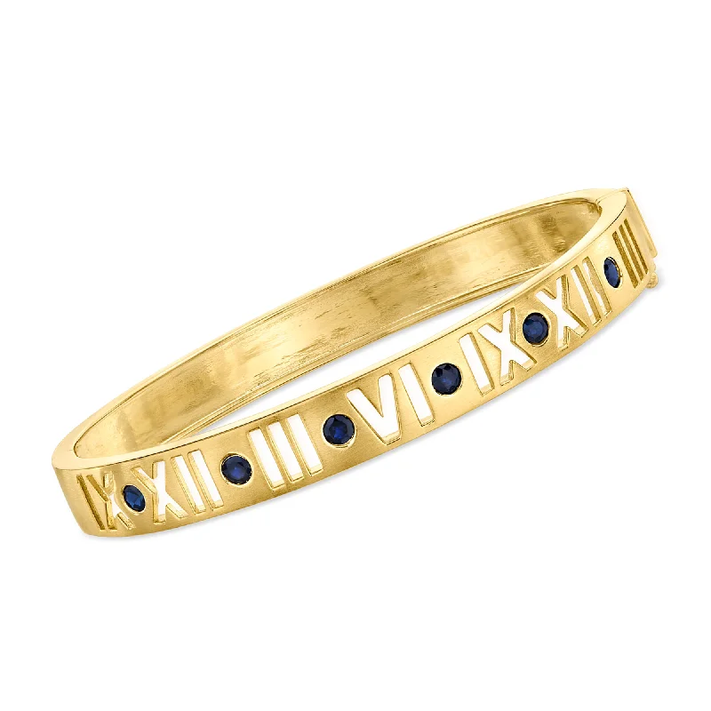 Affordable Luxury Jewelry For Every Occasion Ross-Simons Sapphire Roman Numeral Bangle Bracelet in 18kt Gold Over Sterling Affordable Luxury Jewelry For Every Occasion Ross-Simons Sapphire Roman Numeral Bangle Bracelet in 18kt Gold Over Sterling