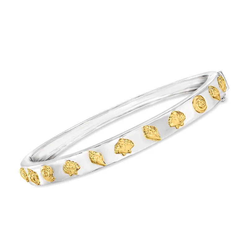 Shop Fine Jewelry With Amazing Deals Ross-Simons Two-Tone Sterling Silver Seashell Bangle Bracelet Shop Fine Jewelry With Amazing Deals Ross-Simons Two-Tone Sterling Silver Seashell Bangle Bracelet