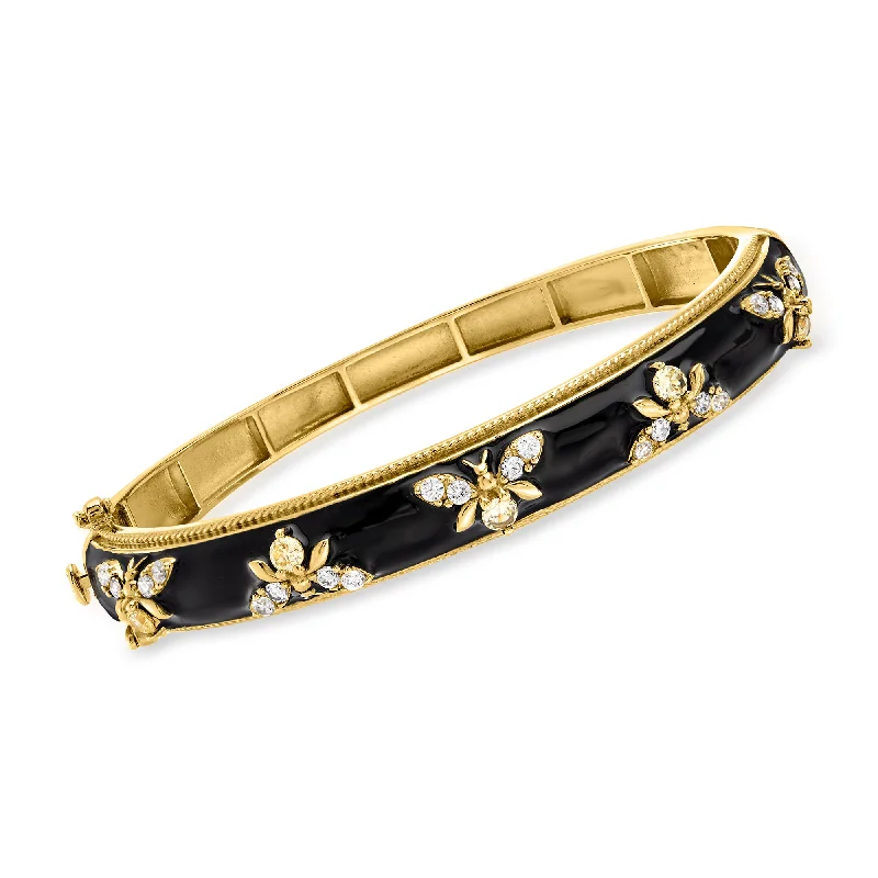 Timeless Elegance, Temporary Discounts – Act Fast Ross-Simons White Topaz and Black Enamel Bumblebee Bangle Bracelet Timeless Elegance, Temporary Discounts – Act Fast Ross-Simons White Topaz and Black Enamel Bumblebee Bangle Bracelet