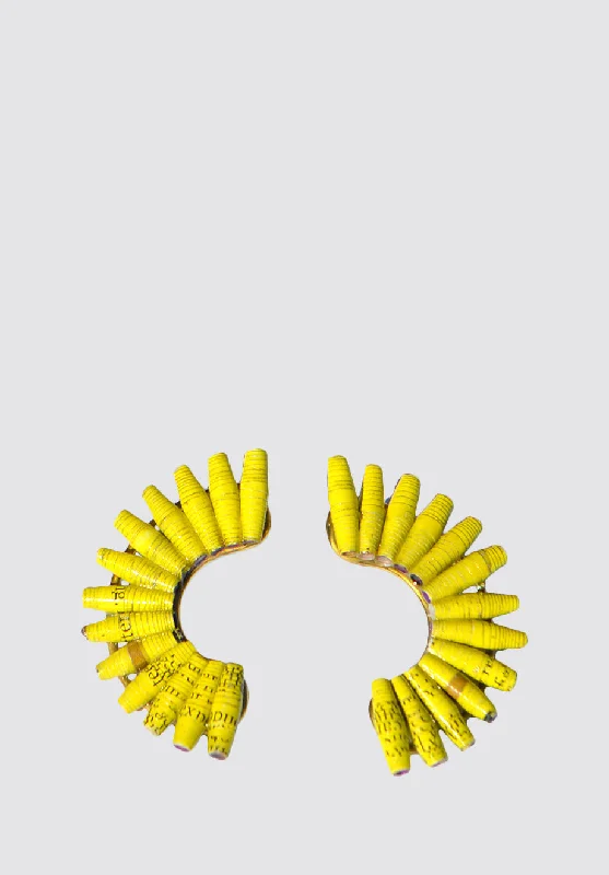 Dainty Floral Jewelry For Feminine Elegance Fan Earring Yellow