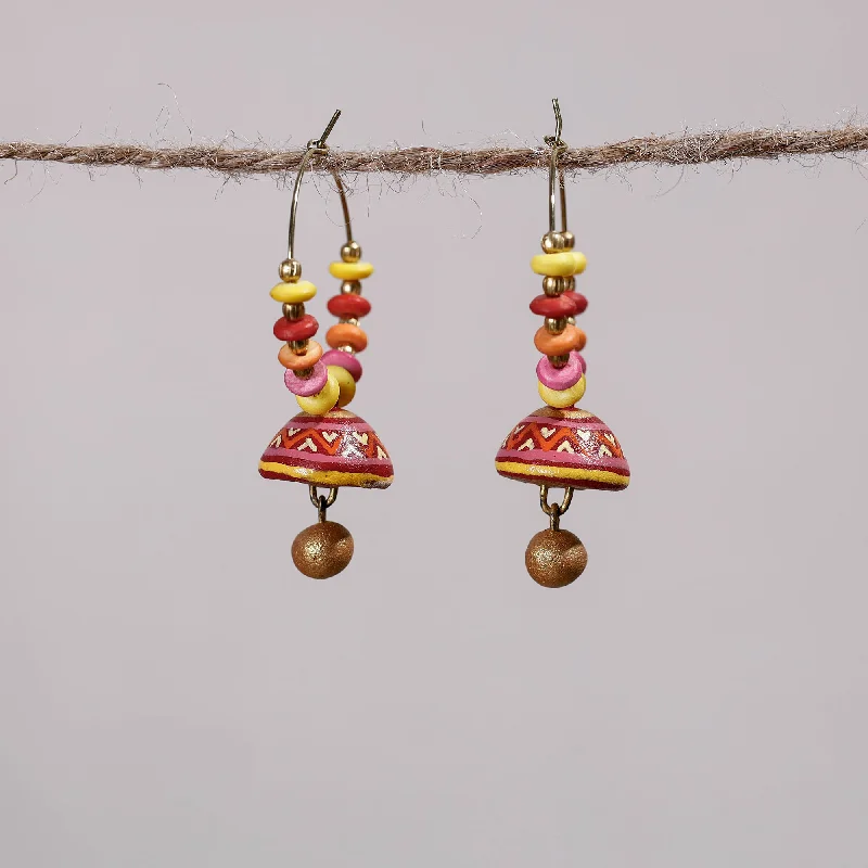 Grab Exquisite Jewelry At The Lowest Prices Miniature Handpainted Terracotta Big Bali Earrings Grab Exquisite Jewelry At The Lowest Prices Miniature Handpainted Terracotta Big Bali Earrings