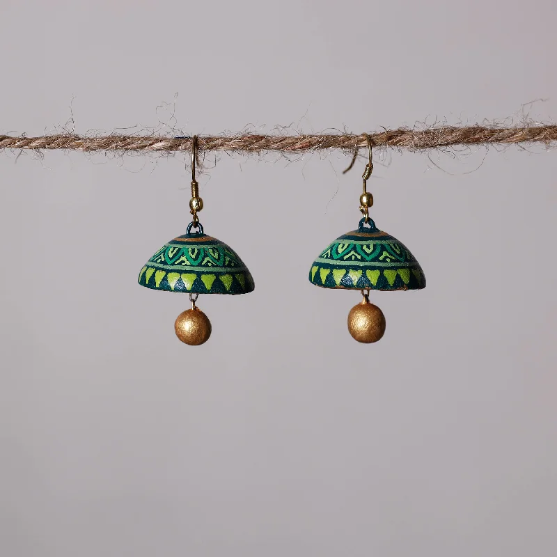 Trendy Minimalist Jewelry For Everyday Wear Miniature Handpainted Terracotta Jhumki Earrings Trendy Minimalist Jewelry For Everyday Wear Miniature Handpainted Terracotta Jhumki Earrings