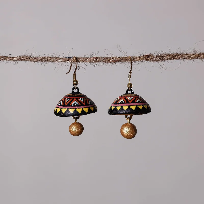 Fine Jewelry, Limited-Time Offers Available Miniature Handpainted Terracotta Jhumki Earrings