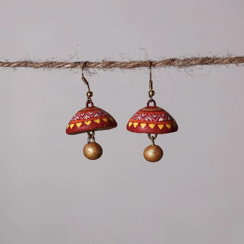 Elegant Jewelry Pieces At Unbelievable Prices Miniature Handpainted Terracotta Jhumki Earrings Elegant Jewelry Pieces At Unbelievable Prices Miniature Handpainted Terracotta Jhumki Earrings