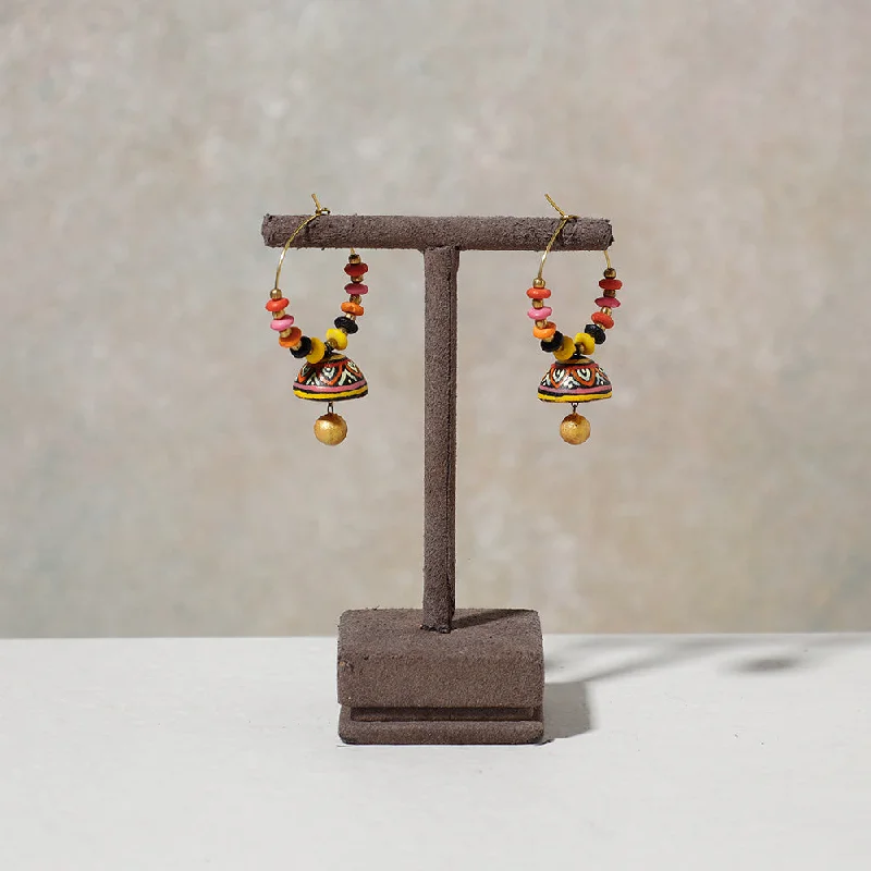 Premium Diamond Jewelry For Unforgettable Moments Miniature Handpainted Terracotta Big Bali Earrings Premium Diamond Jewelry For Unforgettable Moments Miniature Handpainted Terracotta Big Bali Earrings