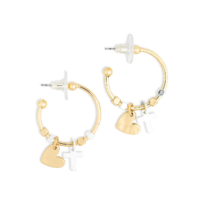 Romantic Heart-Shaped Jewelry For Special Gifts Giving Earrings - Heart and Cross