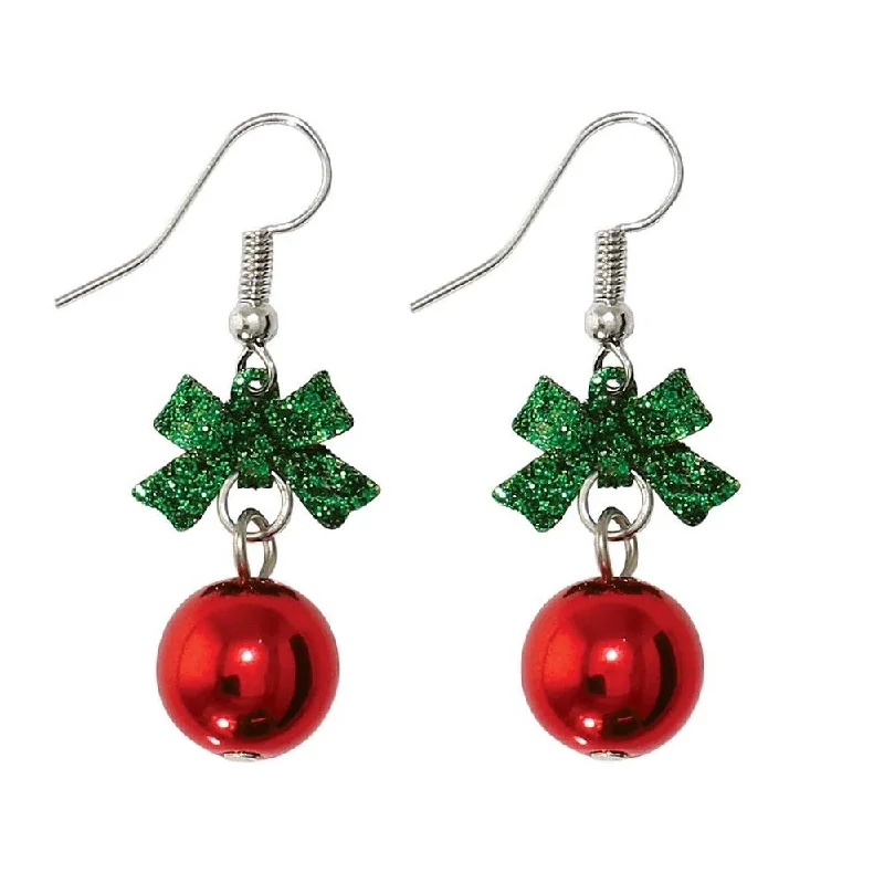 Handcrafted Beauty At Affordable Prices Holiday Earrings Green Bow Red Ornament