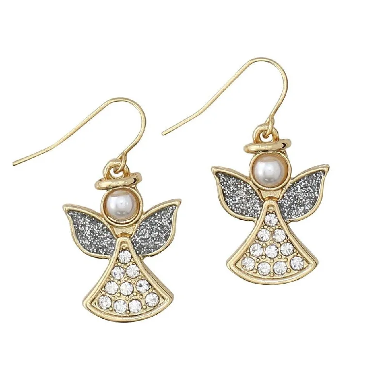 The Perfect Jewelry Piece At The Perfect Price Holiday Earrings Silver Gold Crystal Angel w/ Pearl The Perfect Jewelry Piece At The Perfect Price Holiday Earrings Silver Gold Crystal Angel w/ Pearl