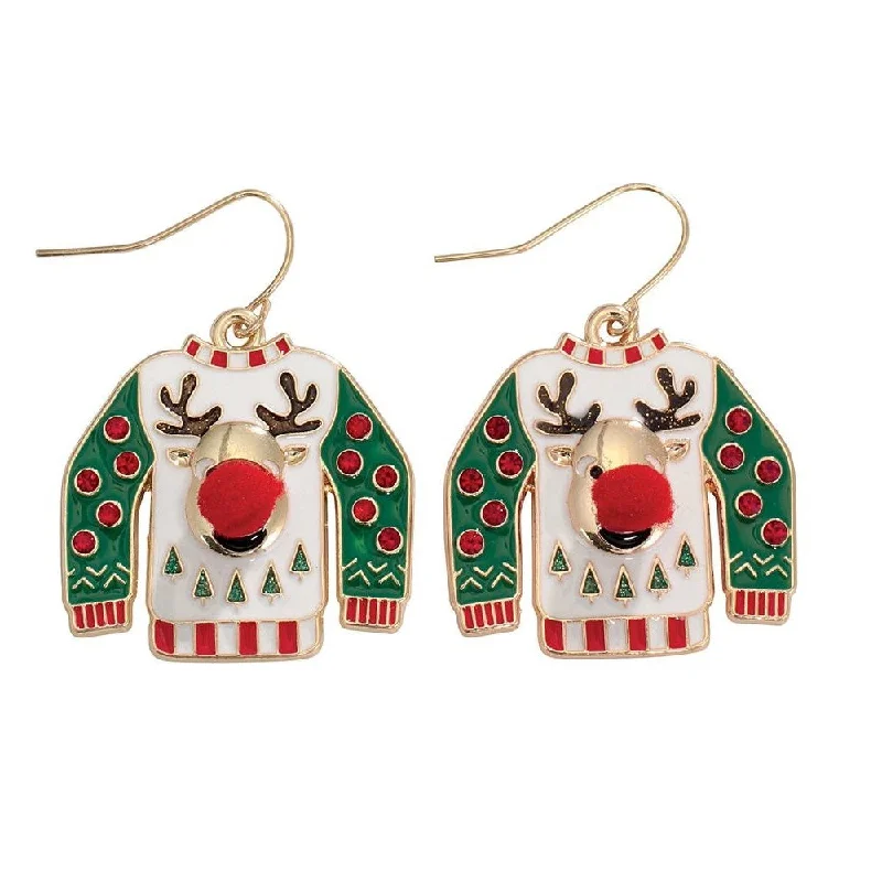 Chic And Stylish Jewelry At Exclusive Prices Holiday Earrings Sweaters w Rudolph