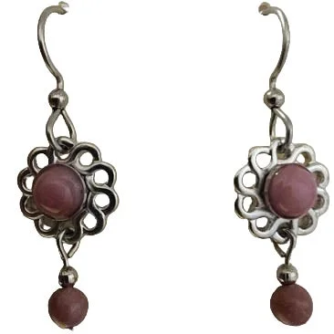 Luxury Jewelry Without The Luxury Price Tag Silver Forest Pink Stone on Spiral Drop Earrings Luxury Jewelry Without The Luxury Price Tag Silver Forest Pink Stone on Spiral Drop Earrings