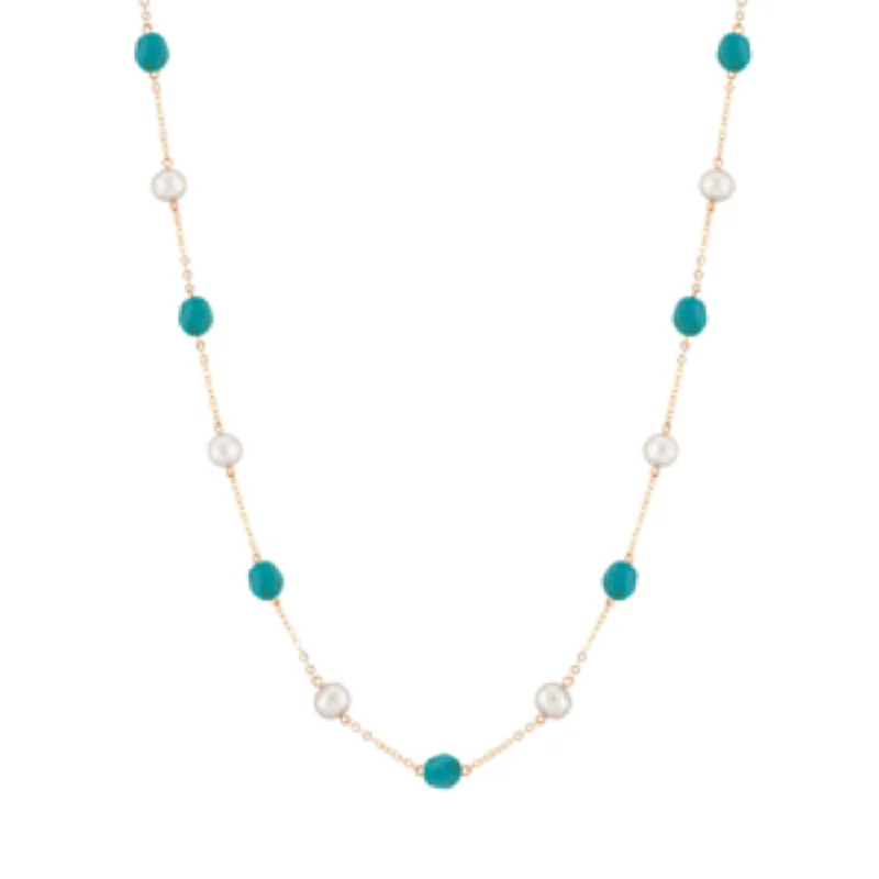 Luxury Jewelry At Unbeatable Discounts 14k Gold Freshwater Pearl and Turquoise Necklace Luxury Jewelry At Unbeatable Discounts 14k Gold Freshwater Pearl and Turquoise Necklace