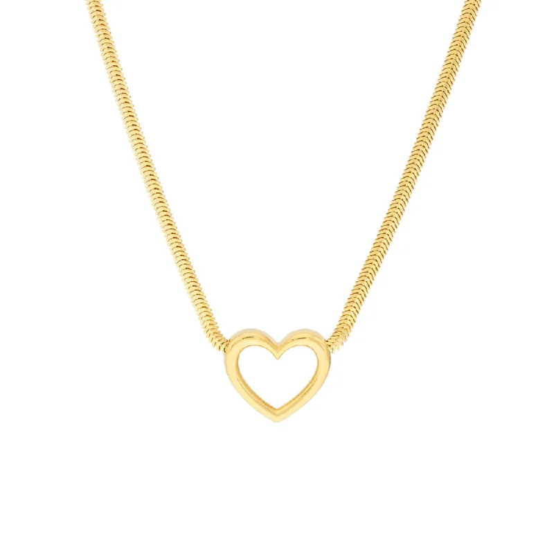Trendy Minimalist Jewelry For Everyday Wear 14k Gold Open Heart Pendant Necklace