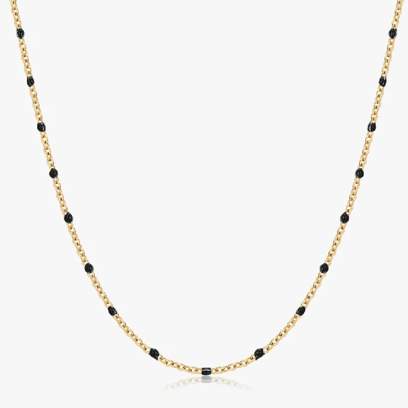 Seasonal Jewelry Sale – Upgrade Your Collection Black Enamel Beaded Necklace in Gold Seasonal Jewelry Sale – Upgrade Your Collection Black Enamel Beaded Necklace in Gold