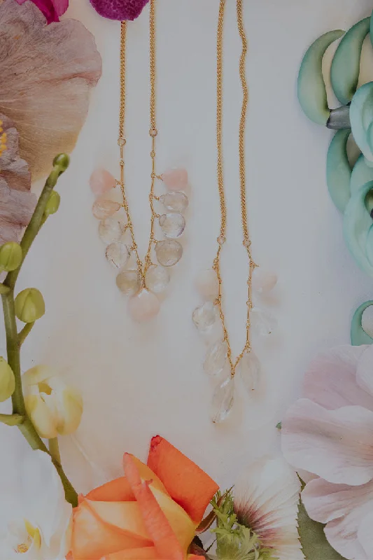 Huge Savings On Premium Jewelry Styles Chandelier Morganite and Pink Opal Necklace