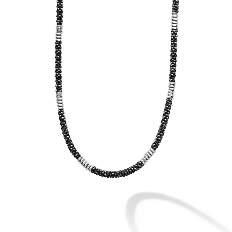 Elevate Your Outfit With Discounted Statement Jewelry Lagos Black Caviar Silver Station Ceramic Beaded Necklace Elevate Your Outfit With Discounted Statement Jewelry Lagos Black Caviar Silver Station Ceramic Beaded Necklace