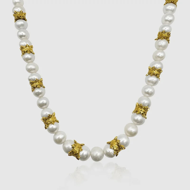Final Call For Exquisite Jewelry At Reduced Rates Crown Real Pearl Necklace (Gold)