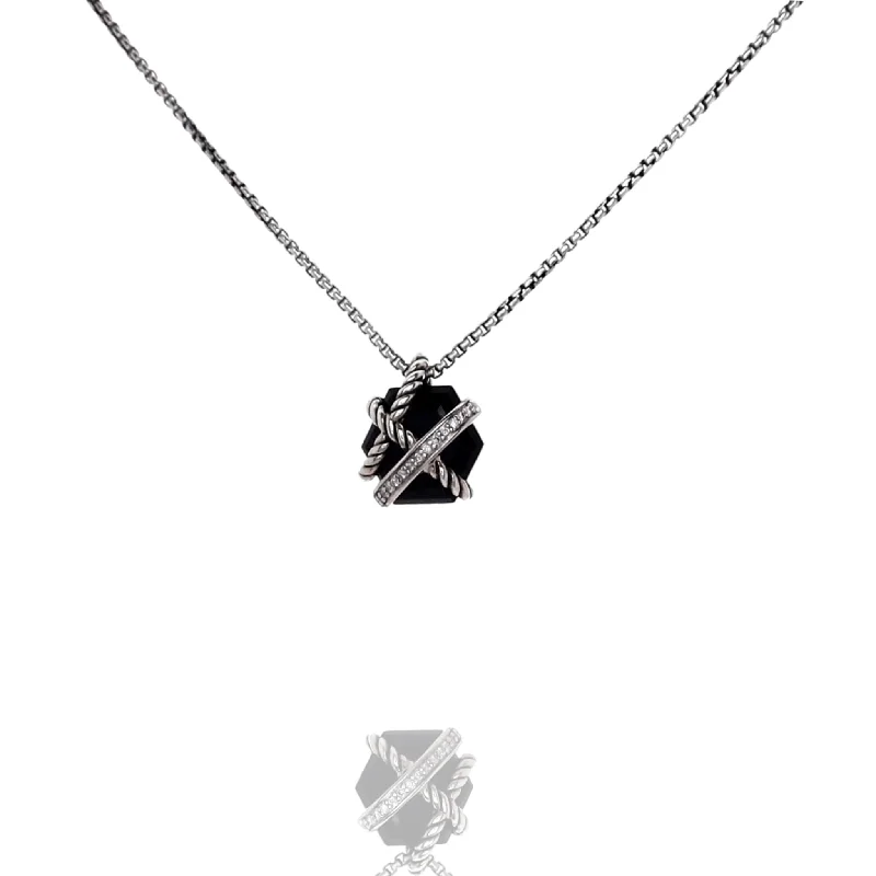 Affordable Glamour – Premium Jewelry At Special Prices Estate David Yurman Black Onyx and Diamond Pendant Necklace Affordable Glamour – Premium Jewelry At Special Prices Estate David Yurman Black Onyx and Diamond Pendant Necklace