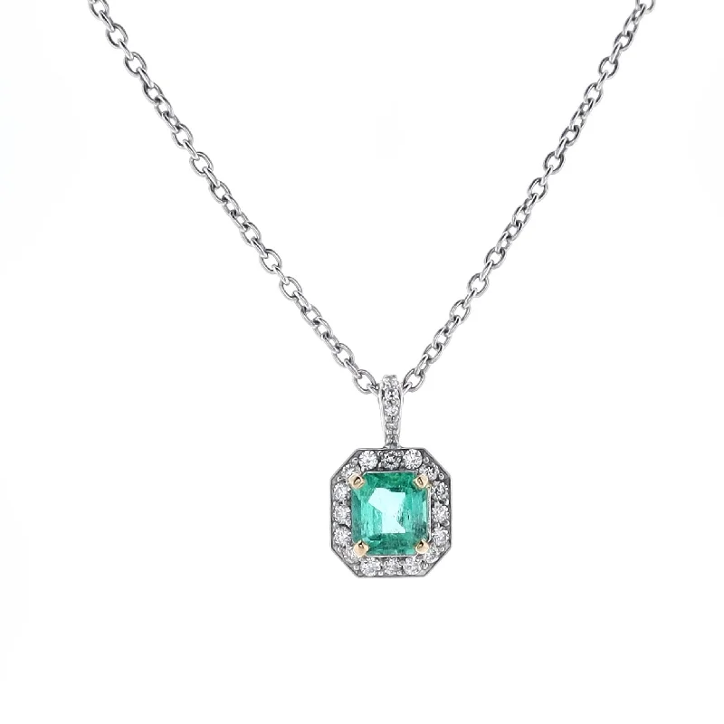 Unlock Unbeatable Jewelry Deals Before They’Re Gone Estate Platinum Emerald Pendant with Diamond Surround 17" Chain Necklace Unlock Unbeatable Jewelry Deals Before They’Re Gone Estate Platinum Emerald Pendant with Diamond Surround 17" Chain Necklace