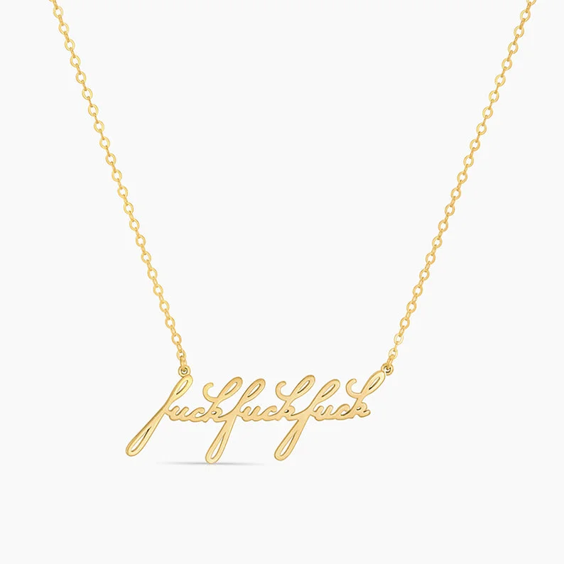 Personalized Engraved Jewelry For Meaningful Gifts Fuck Fuck Fuck Script Necklace