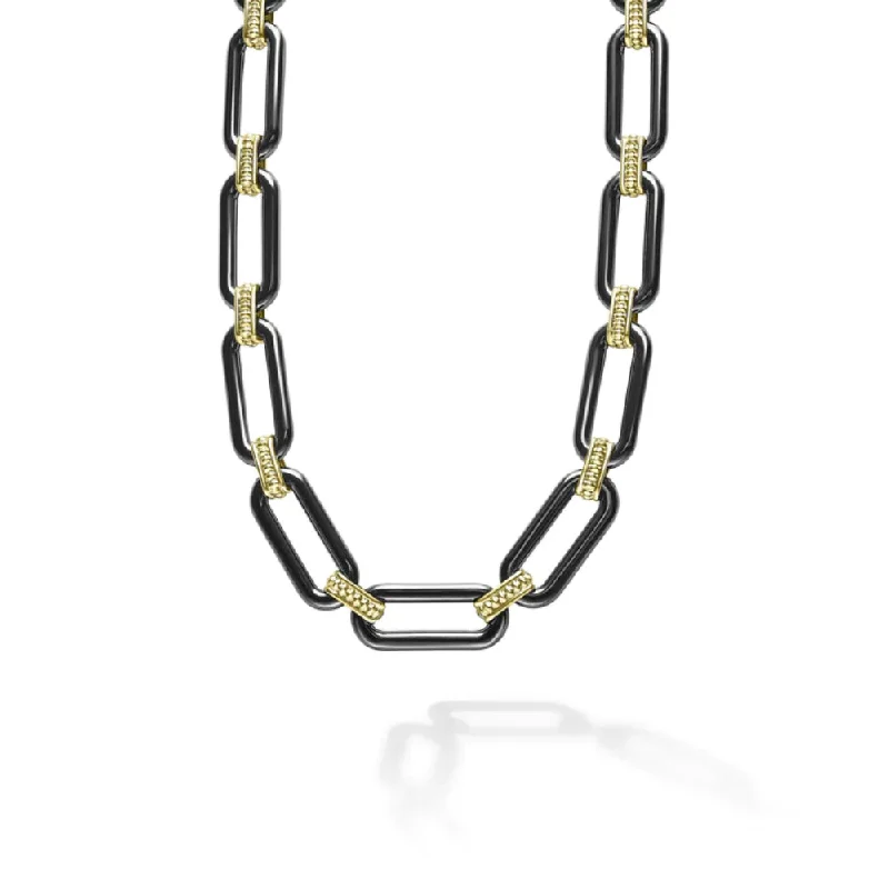 Jewelry Sale Alert – Shop Timeless Elegance Today Lagos 18k Gold and Black Ceramic Link Necklace Jewelry Sale Alert – Shop Timeless Elegance Today Lagos 18k Gold and Black Ceramic Link Necklace