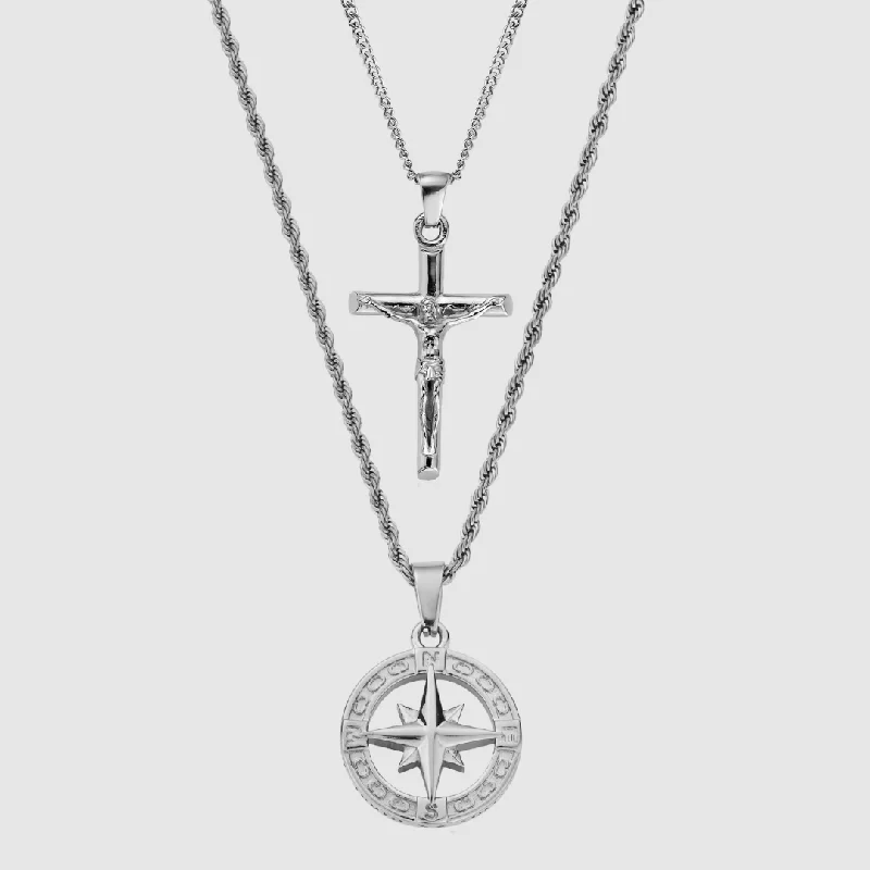 Personalized Jewelry Sale – Meaningful Gifts At Great Prices North Star x Crucifix Set (Silver) Personalized Jewelry Sale – Meaningful Gifts At Great Prices North Star x Crucifix Set (Silver)