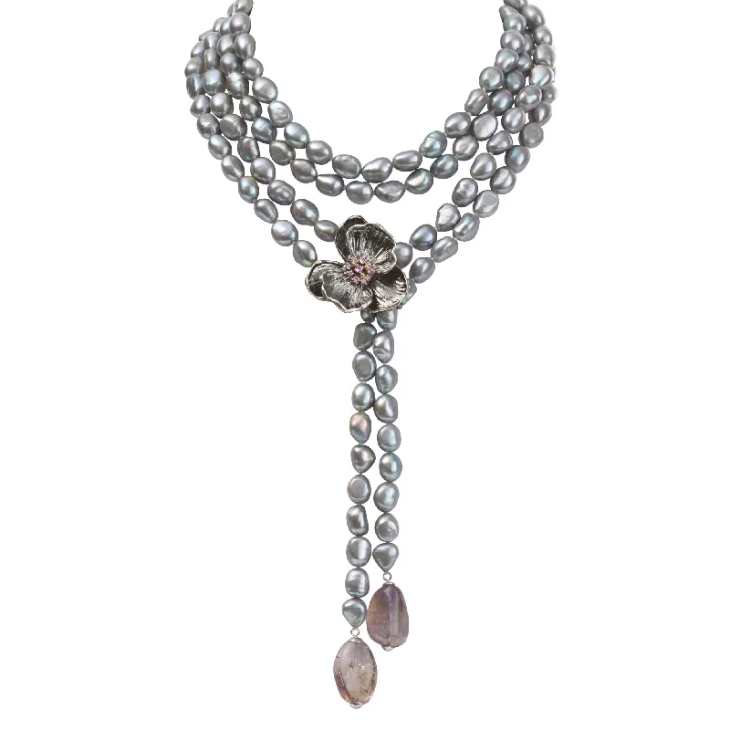 Must-Have Jewelry At Irresistible Discounts Orchid Lariat Necklace with Pearls, Ametrine and Pink Sapphire Must-Have Jewelry At Irresistible Discounts Orchid Lariat Necklace with Pearls, Ametrine and Pink Sapphire