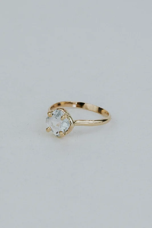 Delicate Crystal Jewelry For Sophisticated Charm Prong Set Gemstone Ring - Aquamarine Delicate Crystal Jewelry For Sophisticated Charm Prong Set Gemstone Ring - Aquamarine