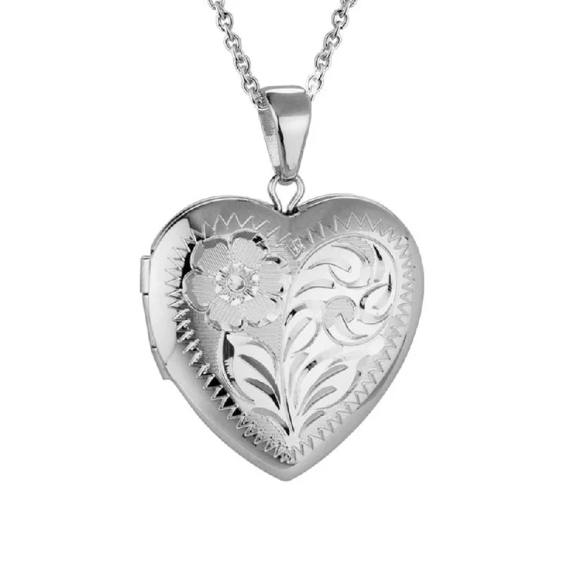 Limited Stock On Premium Jewelry At Low Prices Sterling Silver Engraved Heart Locket Necklace
