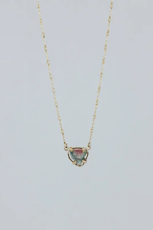 Romantic Heart-Shaped Jewelry For Special Gifts Watermelon Tourmaline Slice Necklace Romantic Heart-Shaped Jewelry For Special Gifts Watermelon Tourmaline Slice Necklace