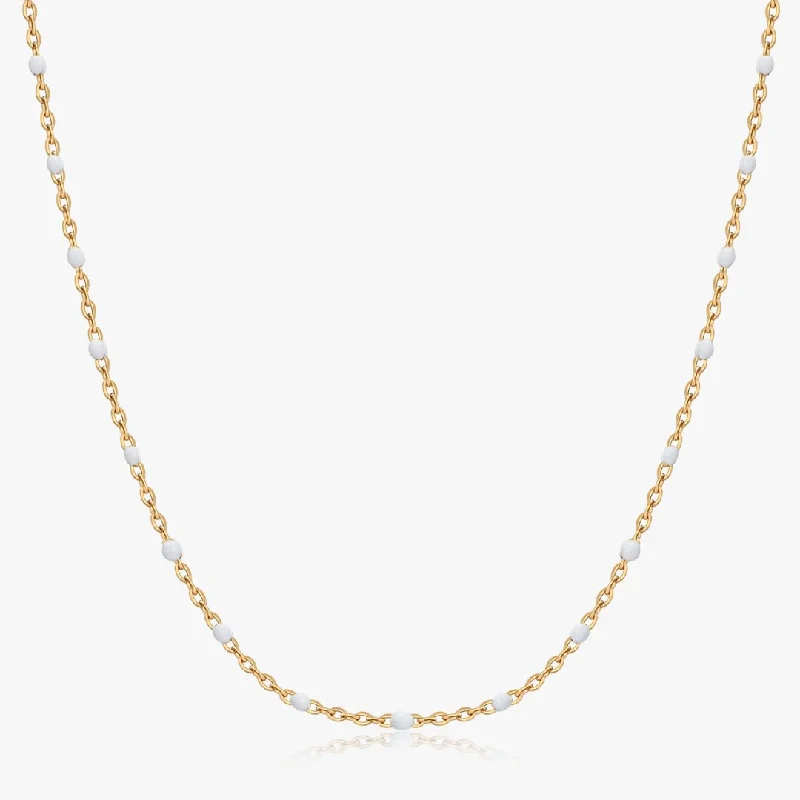 Get The Best Deals On Timeless Jewelry Pieces White Enamel Bead Necklace in Gold