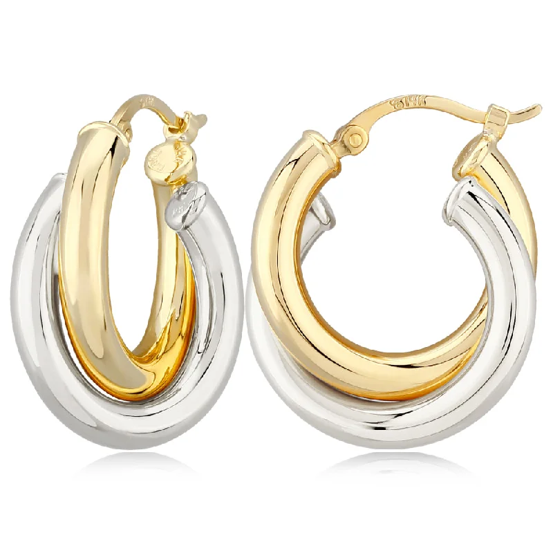 Bold And Beautiful Jewelry Now At Irresistible Prices 14k Two-Tone Double Hoop Earrings Bold And Beautiful Jewelry Now At Irresistible Prices 14k Two-Tone Double Hoop Earrings